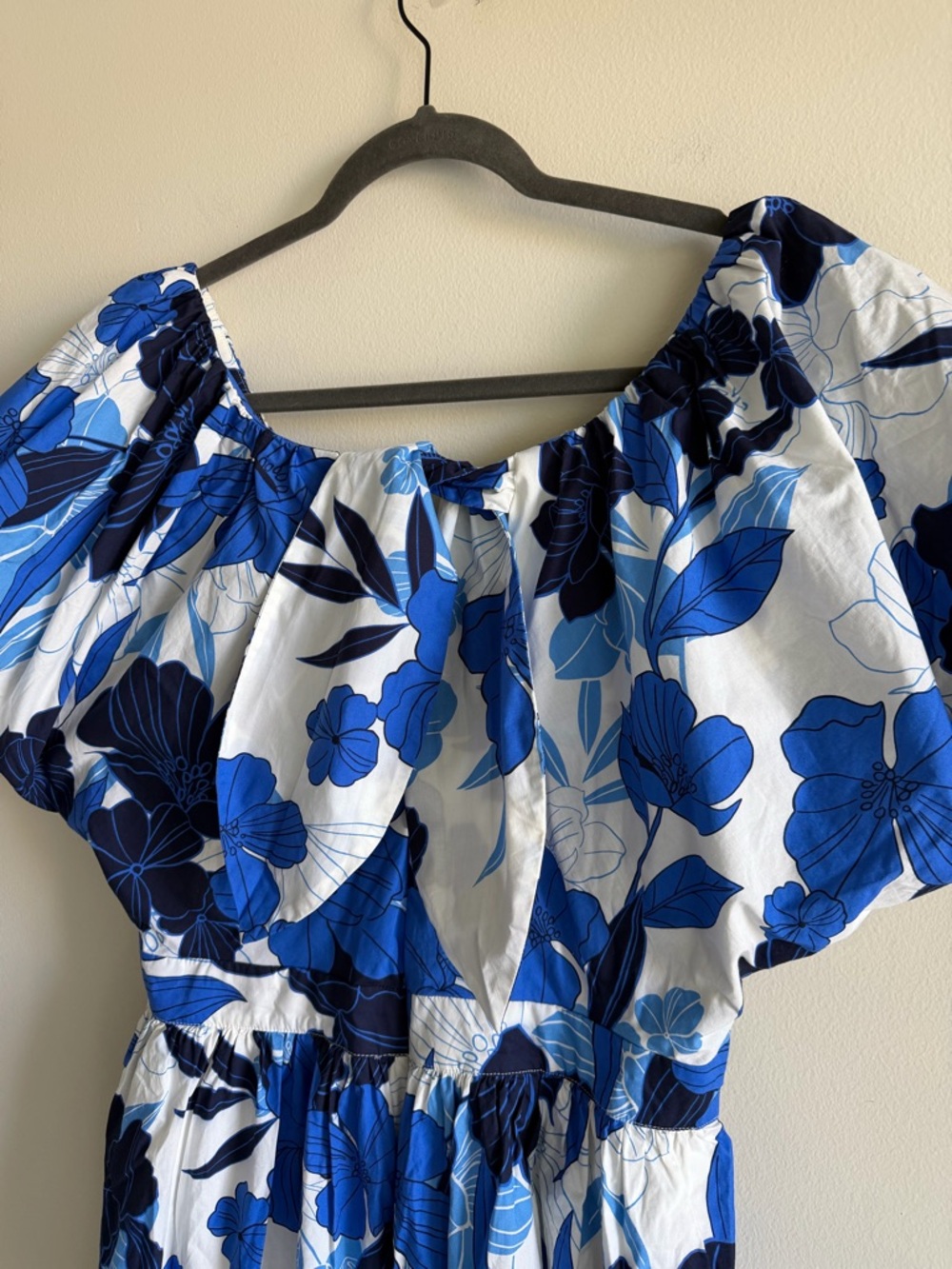 J.Crew Cecily Dress Painted Floral Print Blue Puff Sleeve Maxi Size 12 - Picture 7 of 14